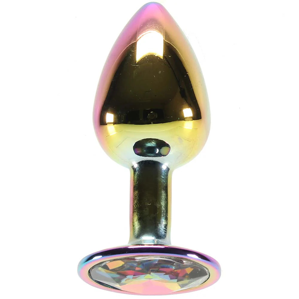 Small Aluminum Plug with Rainbow Gem in Multicolor – Winnipeg adult boutique – features