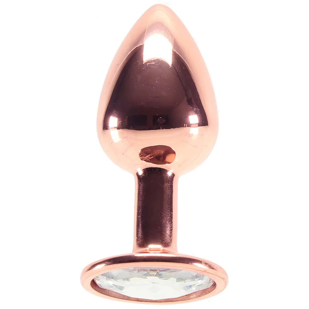 Small Aluminum Plug with Clear Gem in Rose Gold – Winnipeg adult boutique – features