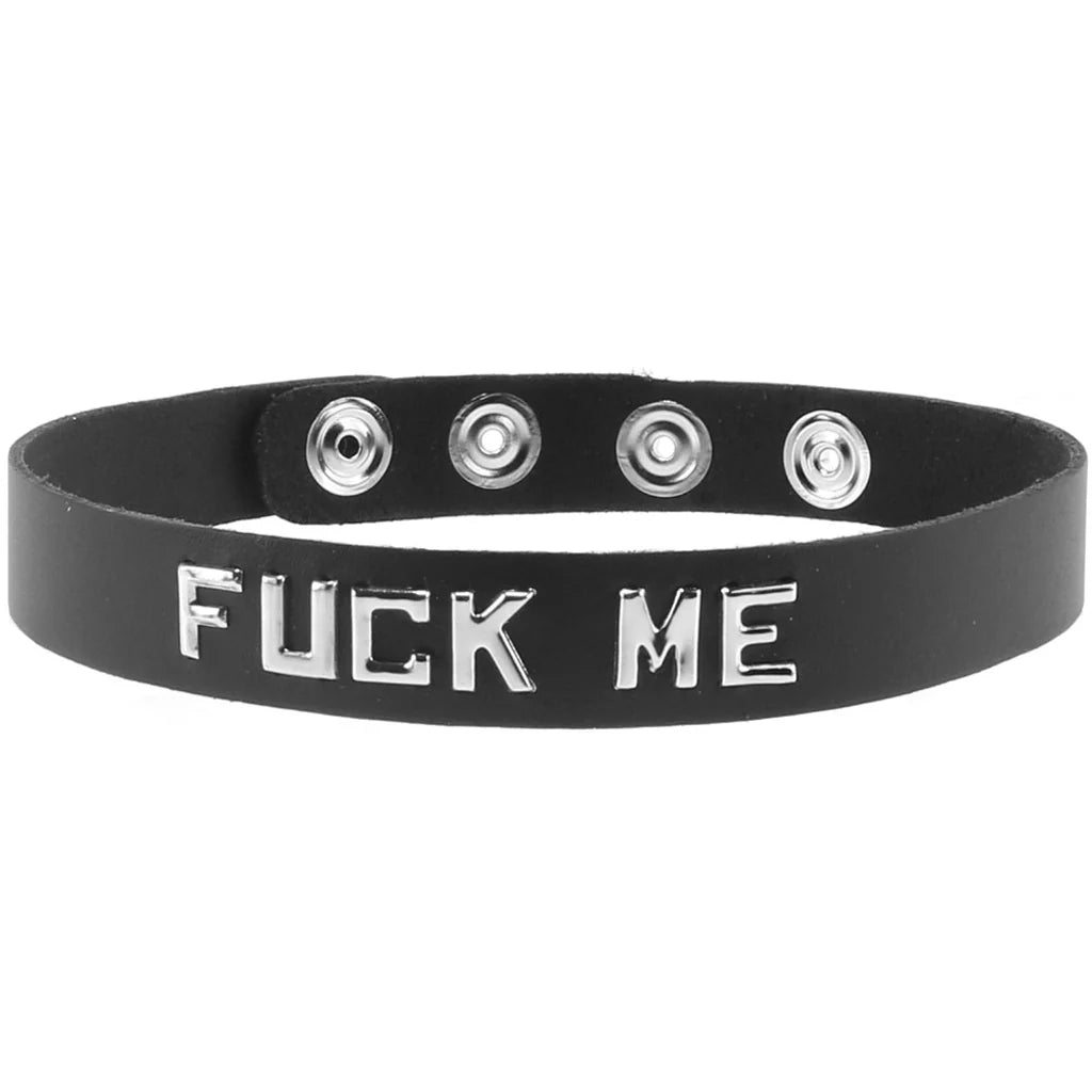 F**k Me Leather Word Band Collar – Winnipeg – packaging view