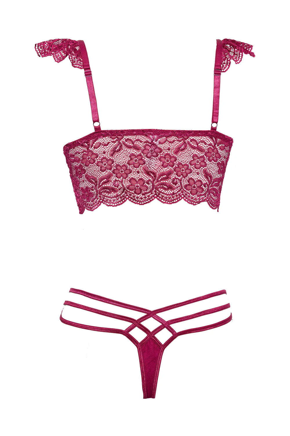 💗 Pink Pussycat Lingerie – Crop Top & Thong Set – Winnipeg adult store – close-up view