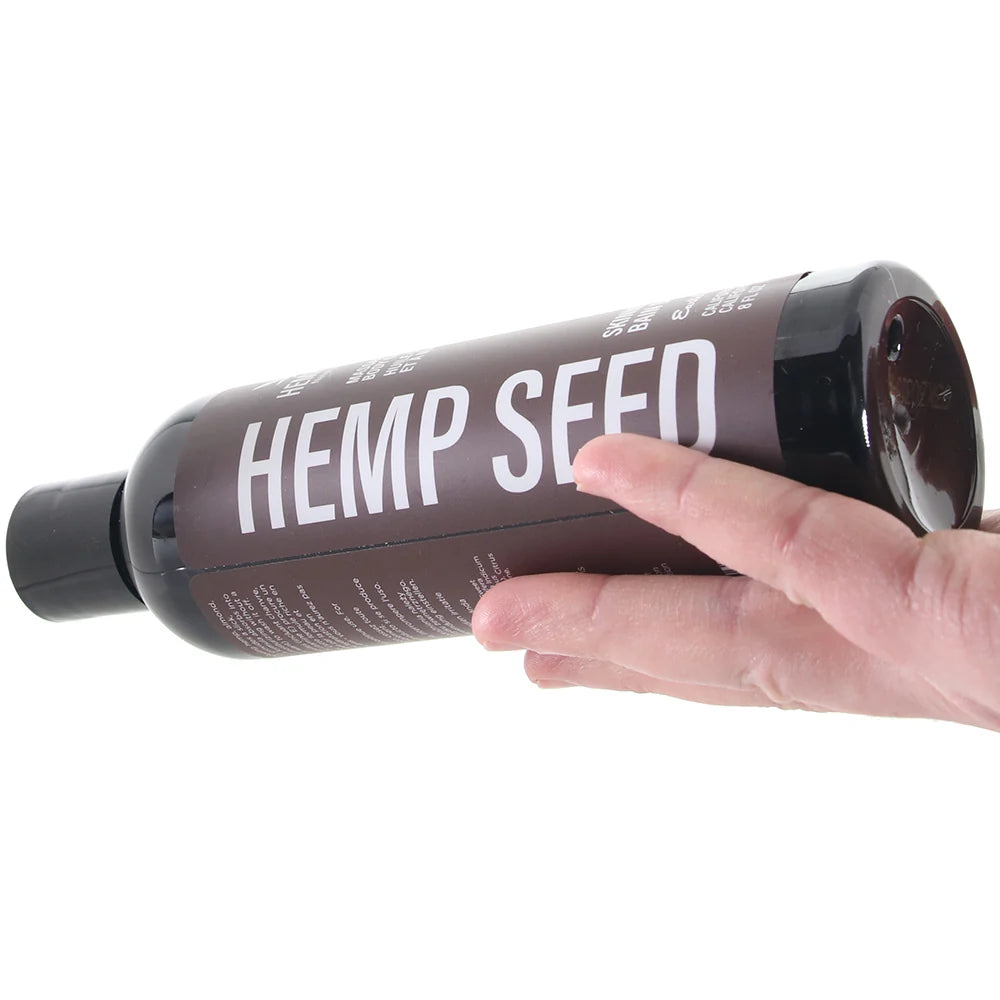 Hemp Seed Massage Oil 8oz/236ml in Skinny Dip – Heaven Boutique Winnipeg – side view