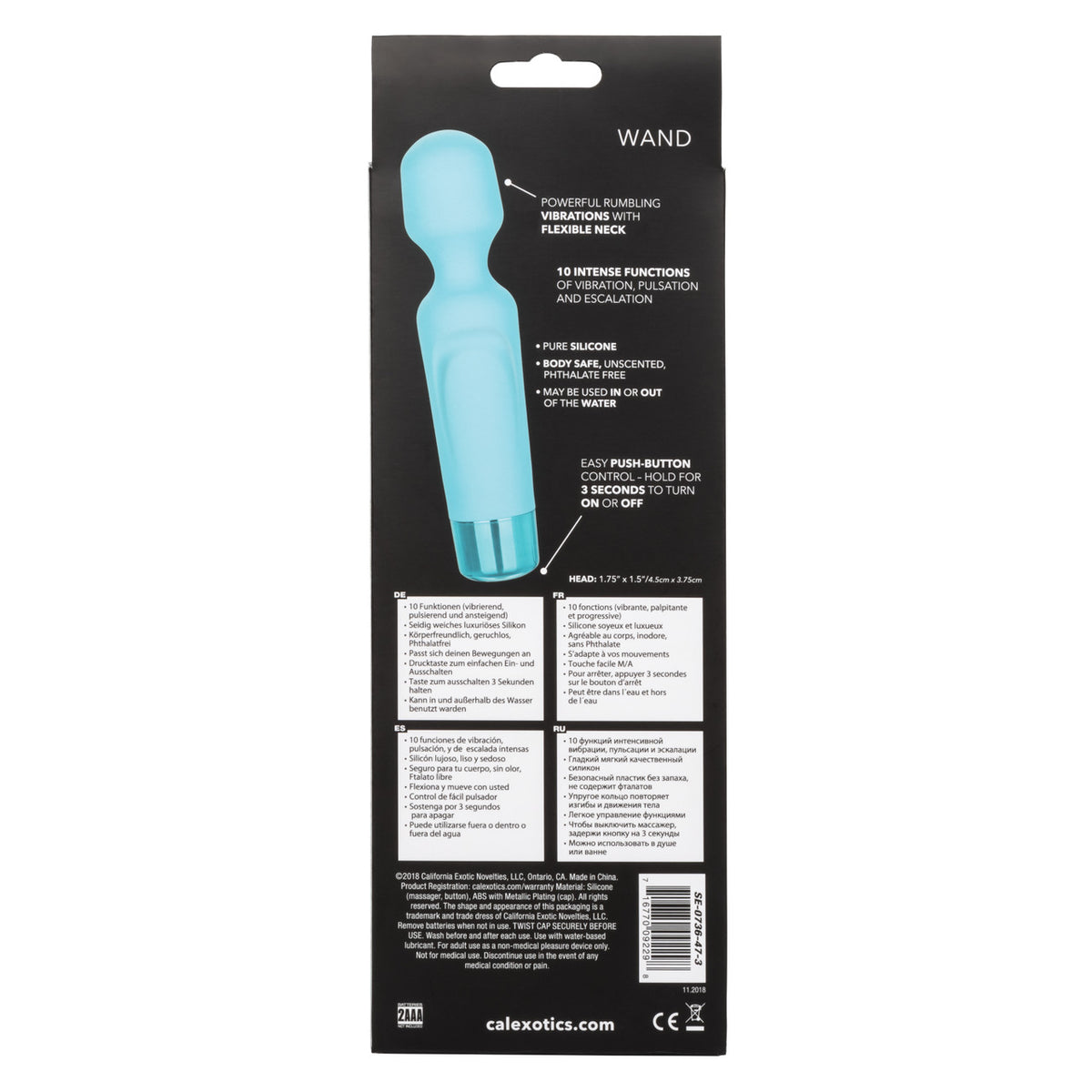 CalExotics Eden Wand — blue silicone wand vibe