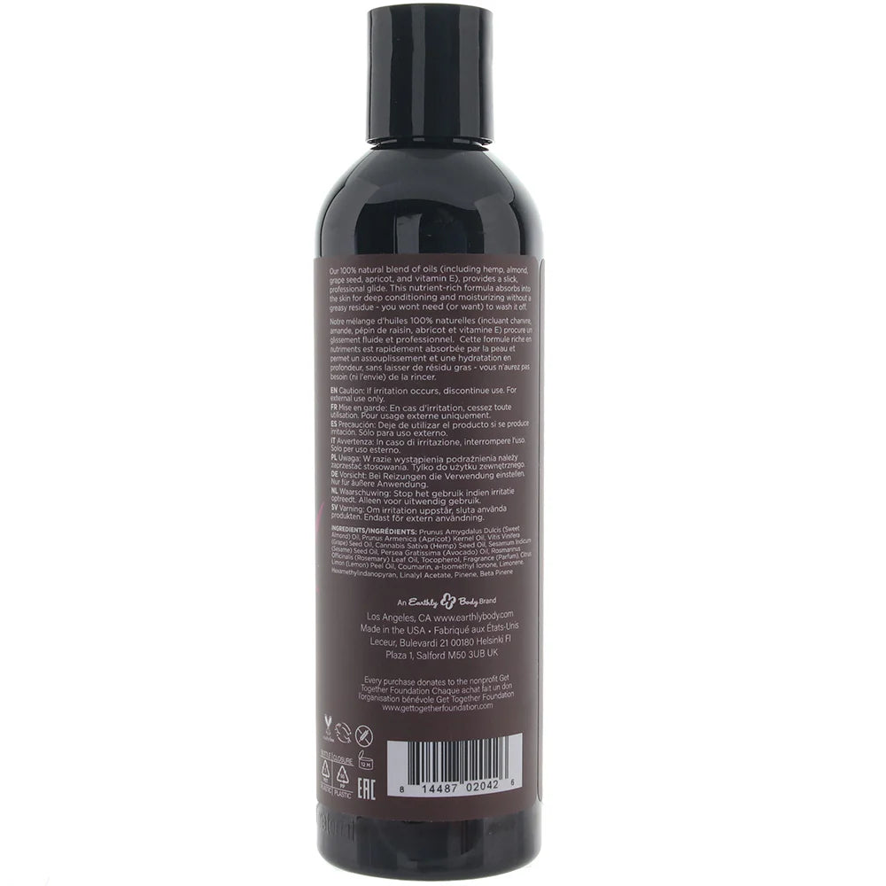 Hemp Seed Massage Oil 8oz/236ml in Skinny Dip – Winnipeg adult store – close-up view