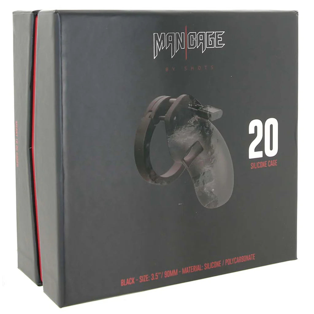 ManCage 20 3.5 Inch Silicone Cock Cage in Black — buy in Winnipeg | Heaven Boutique