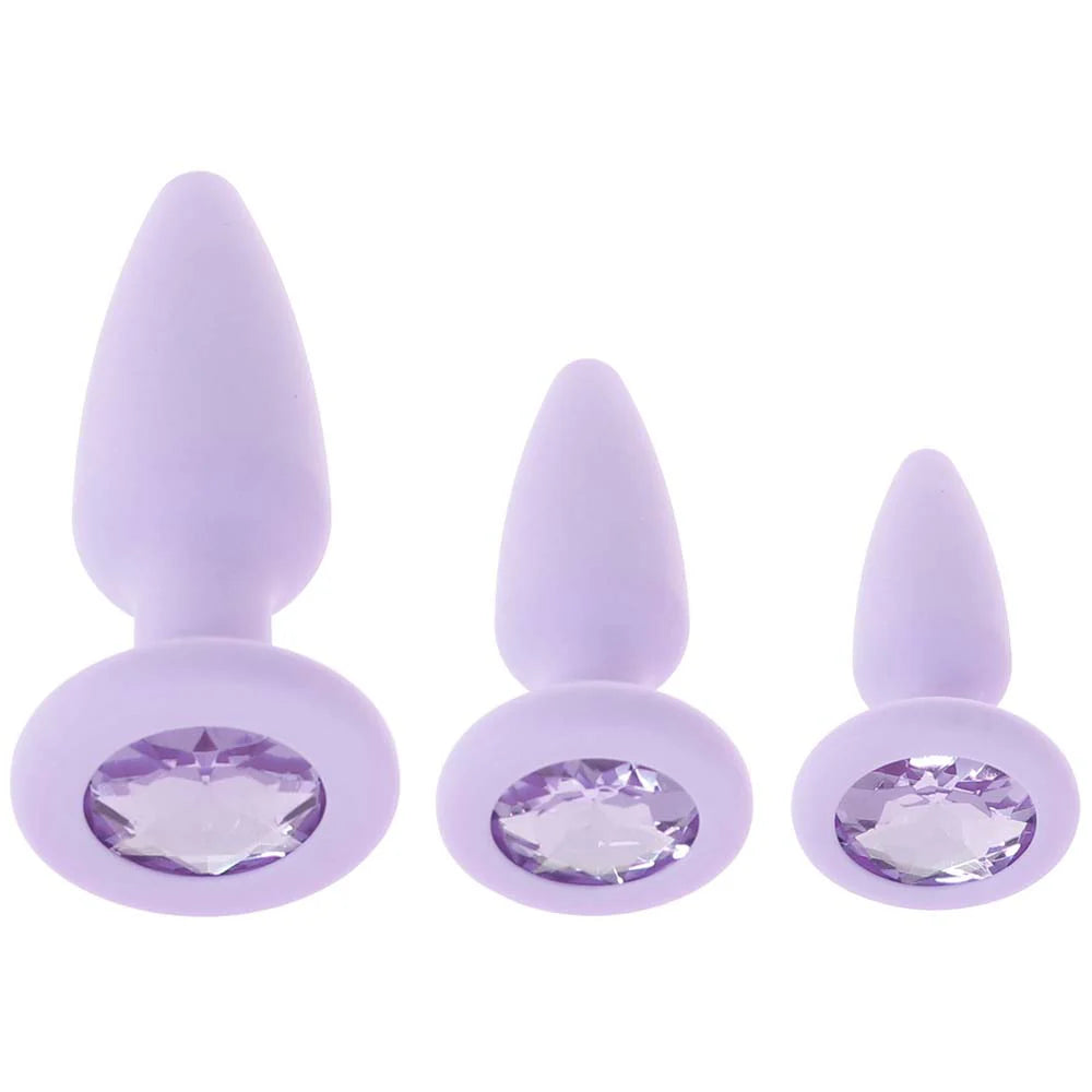 First Time Crystal Booty Anal Plug Set in Purple – Winnipeg adult boutique – features