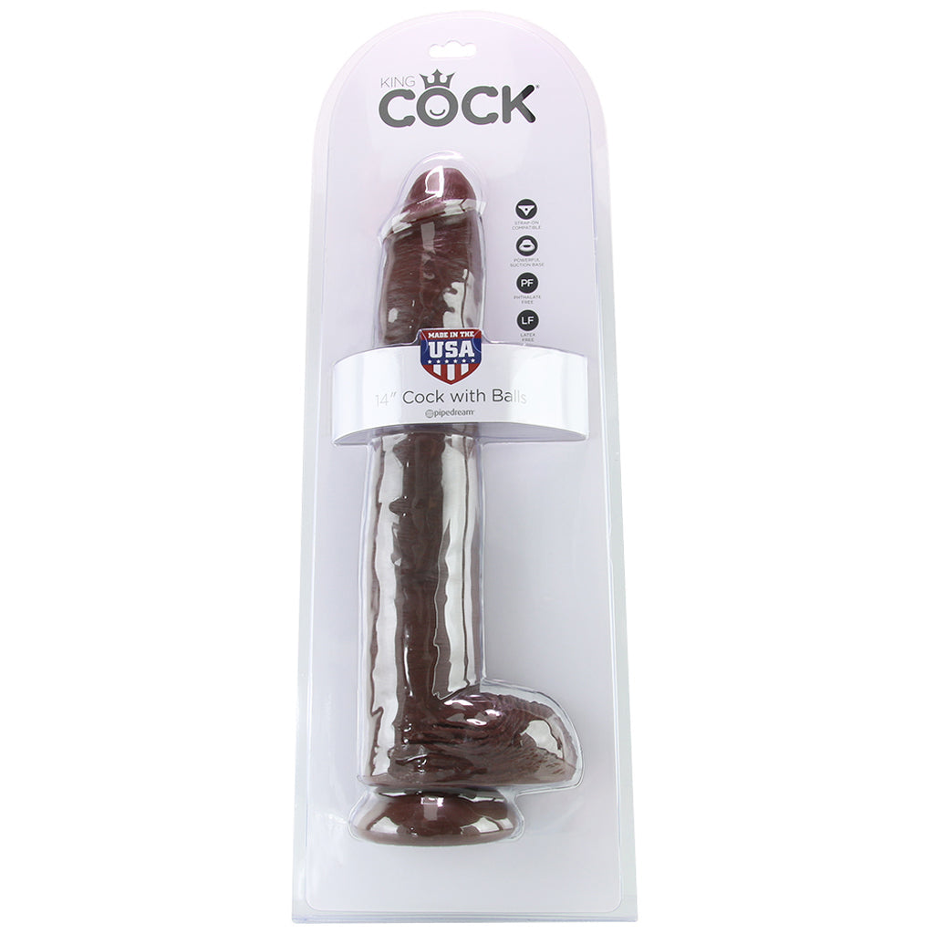 King Cock 14 Inch Cock with Balls in Chocolate — Heaven Boutique Winnipeg 6