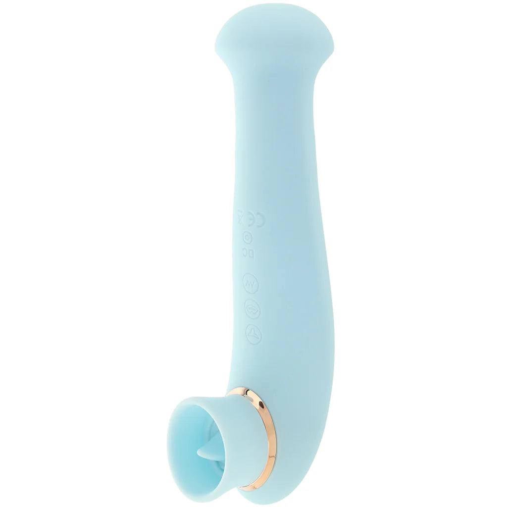 Destiny Sucking, Flickering and Vibrating Massager in Blue – Winnipeg adult store – close-up view