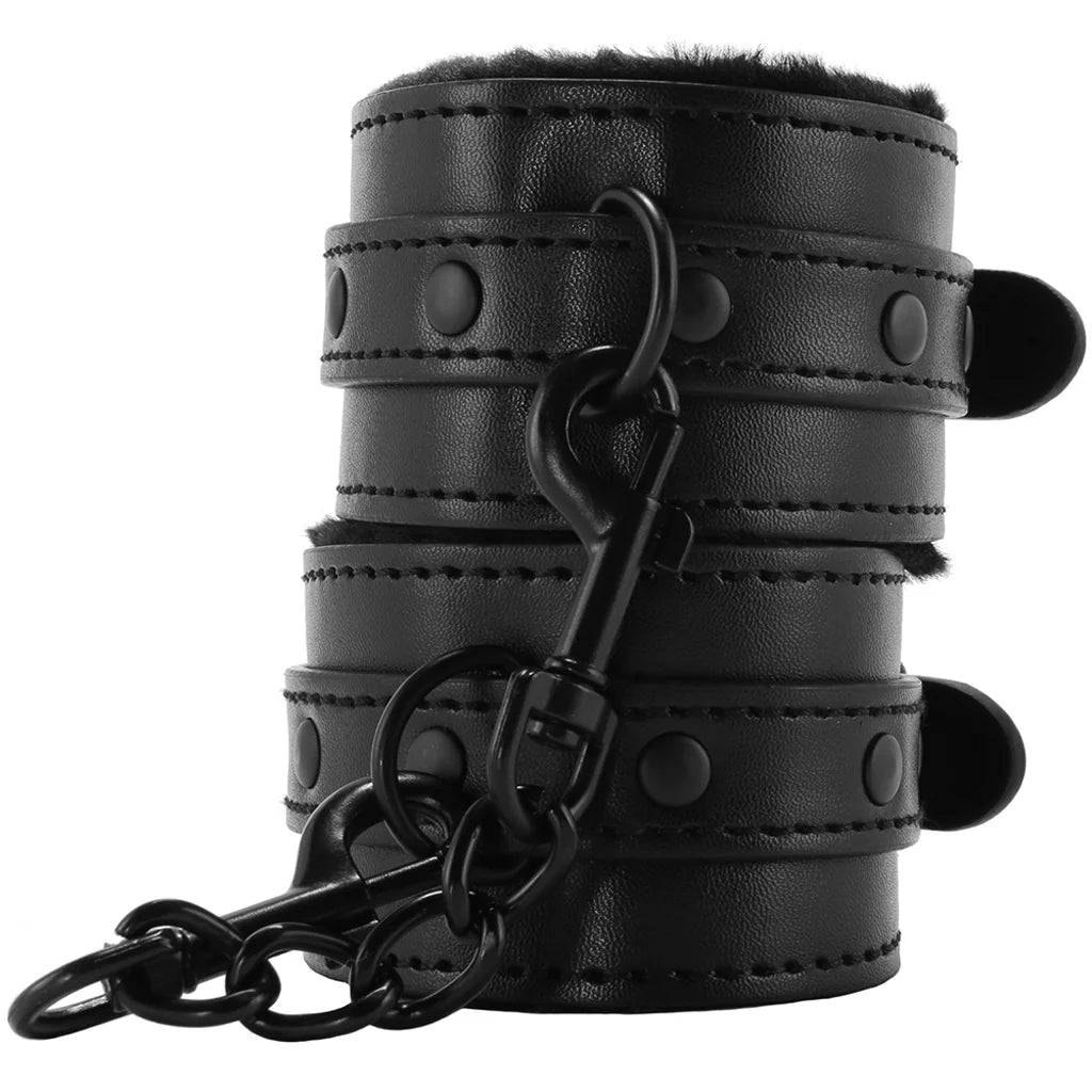 Sex & Mischief Shadow Fur Handcuffs – Heaven Boutique Winnipeg – side view