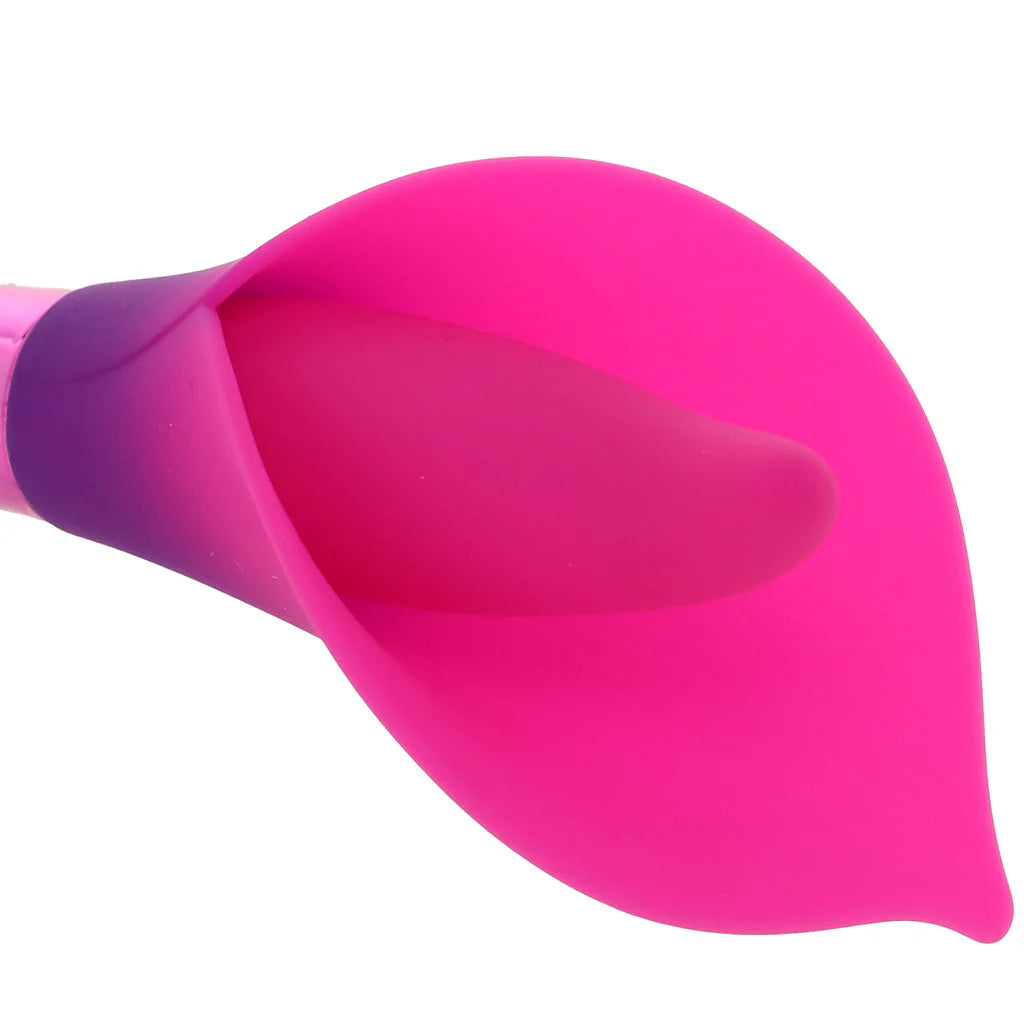 Vala Fiercely Powerful Silicone Flower Vibe in Purple – Winnipeg adult shop – in use view