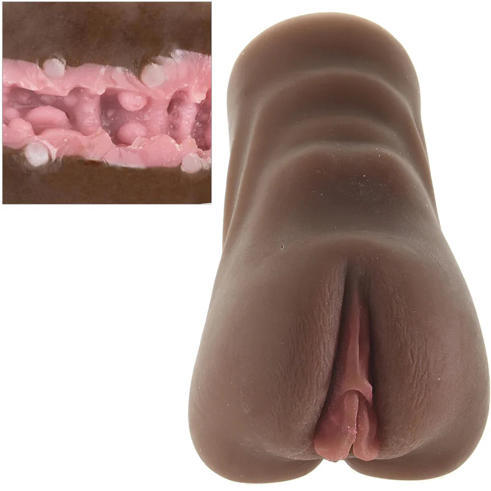 Stroke It Anatomical Pussy Stroker in Brown – Heaven Boutique Winnipeg – side view