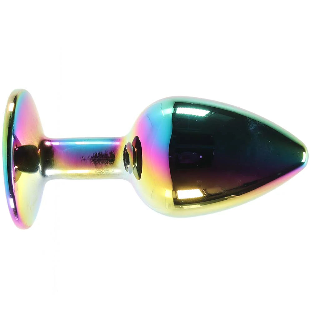 Small Aluminum Plug with Rainbow Gem in Multicolor – Heaven Boutique Winnipeg – side view