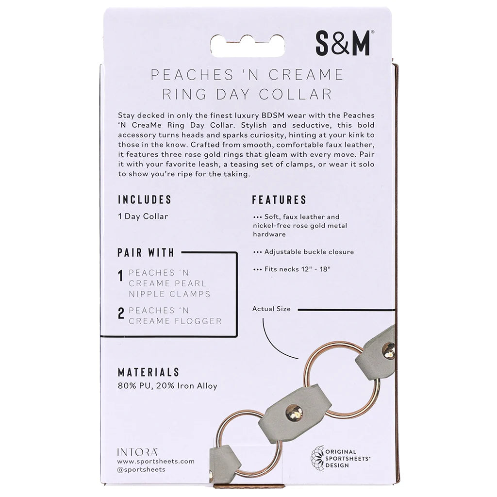 S&M Peaches 'n CreaMe Ring Day Collar – Winnipeg adult store – close-up view