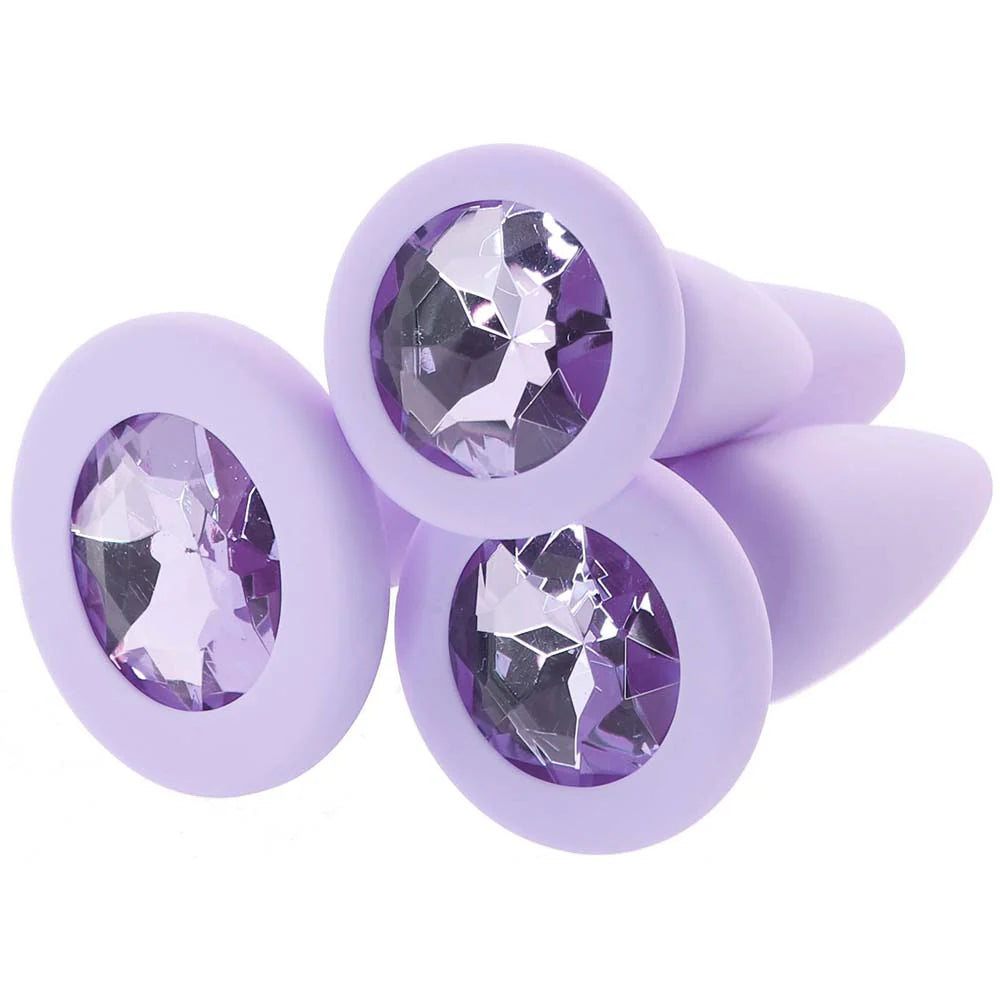 First Time Crystal Booty Anal Plug Set in Purple – Winnipeg adult store – close-up view