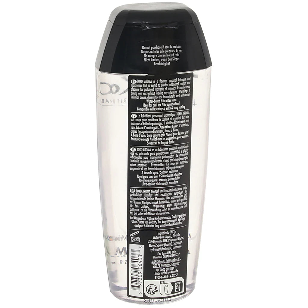 Toko Aroma Flavored Lube 5.5oz/163ml in Melon Mango – Winnipeg adult store – close-up view
