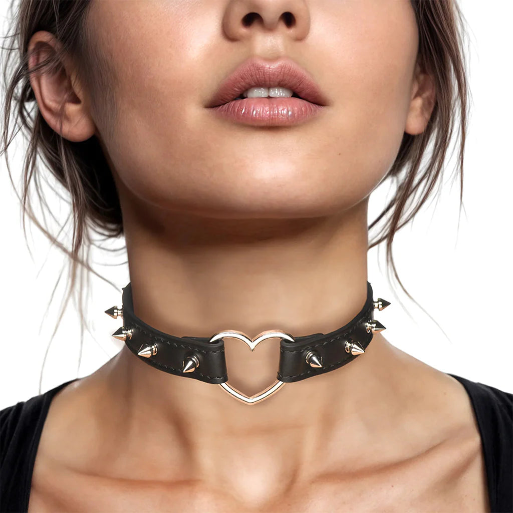 Master Series Spiked Heart Choker in Black – Winnipeg – packaging view