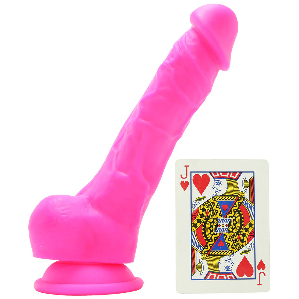 Colours 7 Inch Firm Silicone Dildo in Pink – Heaven Boutique Winnipeg – side view