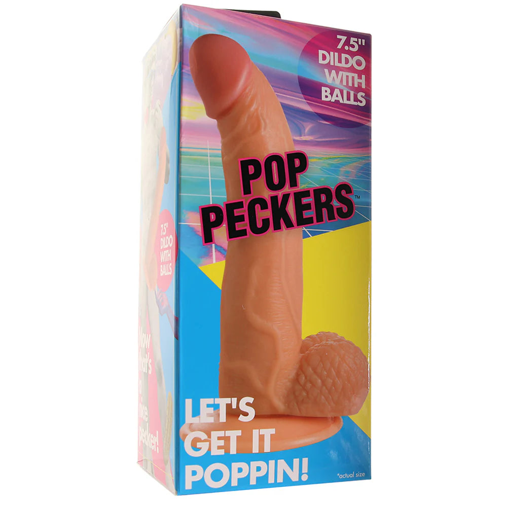 Pop Peckers 7.5 Inch Ballsy Dildo in Light — buy in Winnipeg | Heaven Boutique