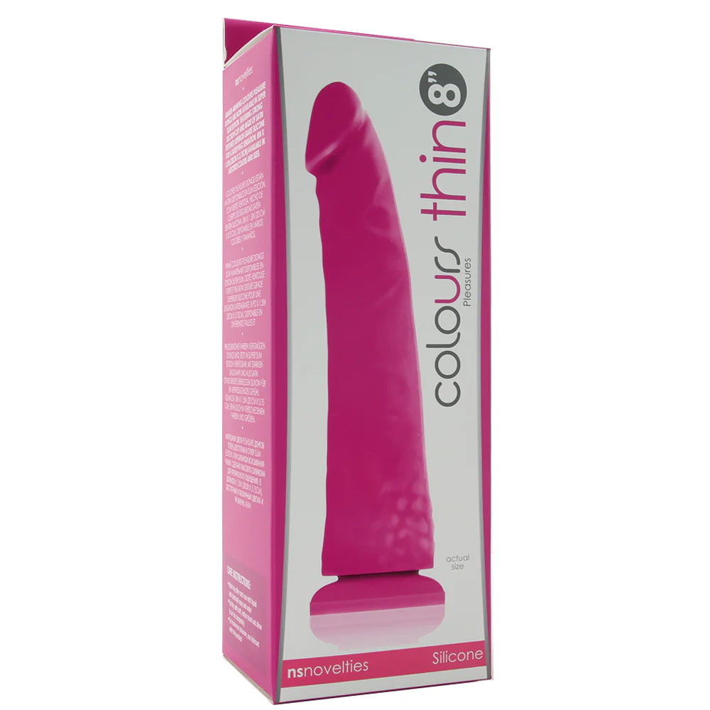 Colours Thin Pleasures 8 Inch Silicone Dildo in Purple – Winnipeg adult store – close-up view