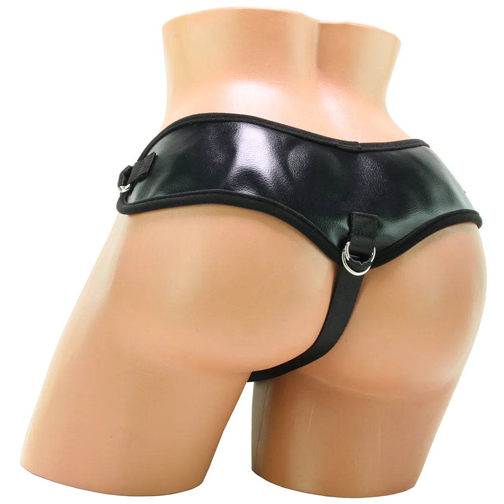 Natural Realskin 8 Inch Squirting Cock & Harness in Vanilla – Winnipeg adult store – close-up view