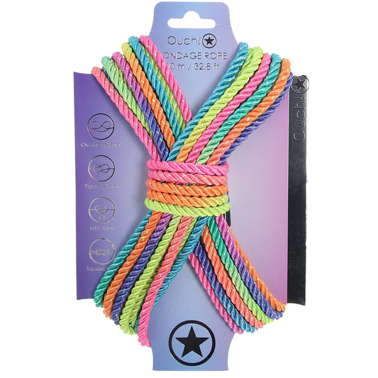 Ouch! 32.8'/10m Bondage Rope in Vibrant Rainbow — buy in Winnipeg | Heaven Boutique