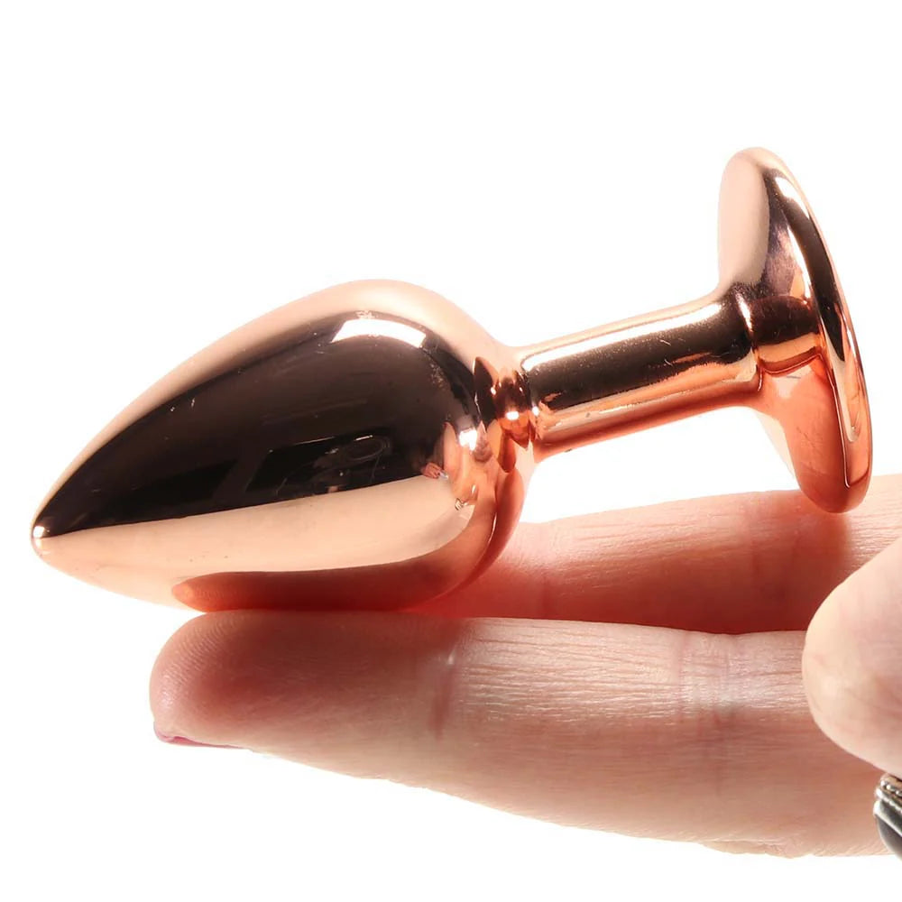 Small Aluminum Plug with Pink Gem in Rose Gold – Heaven Boutique Winnipeg – side view