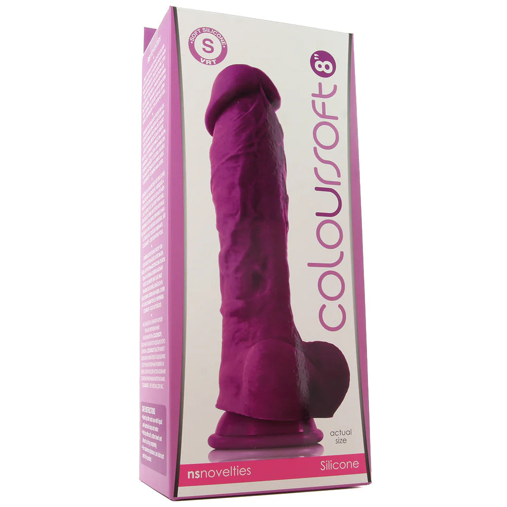 ColourSoft 8 Inch Silicone Dildo in Purple – Winnipeg adult store – close-up view