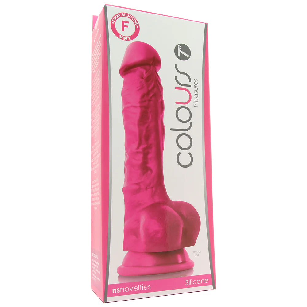 Colours 7 Inch Firm Silicone Dildo in Pink – Winnipeg adult store – close-up view