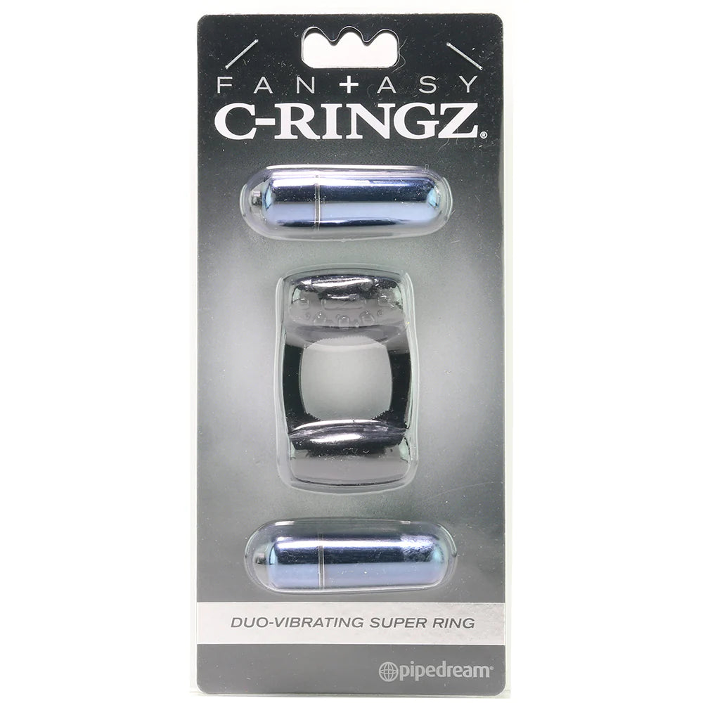 Duo-Vibrating Super Ring in Black – Winnipeg adult store – close-up view