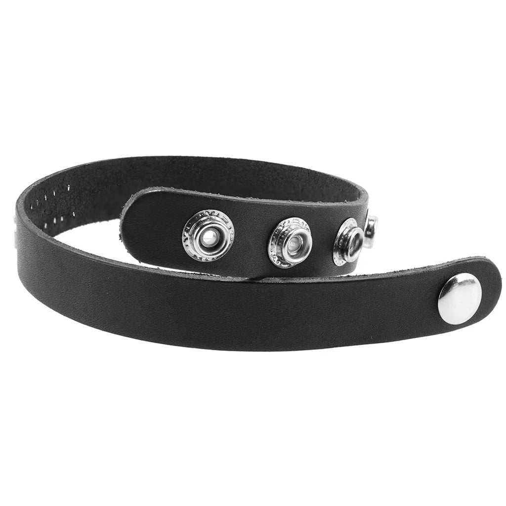 F**k Me Leather Word Band Collar – Winnipeg adult store – close-up view