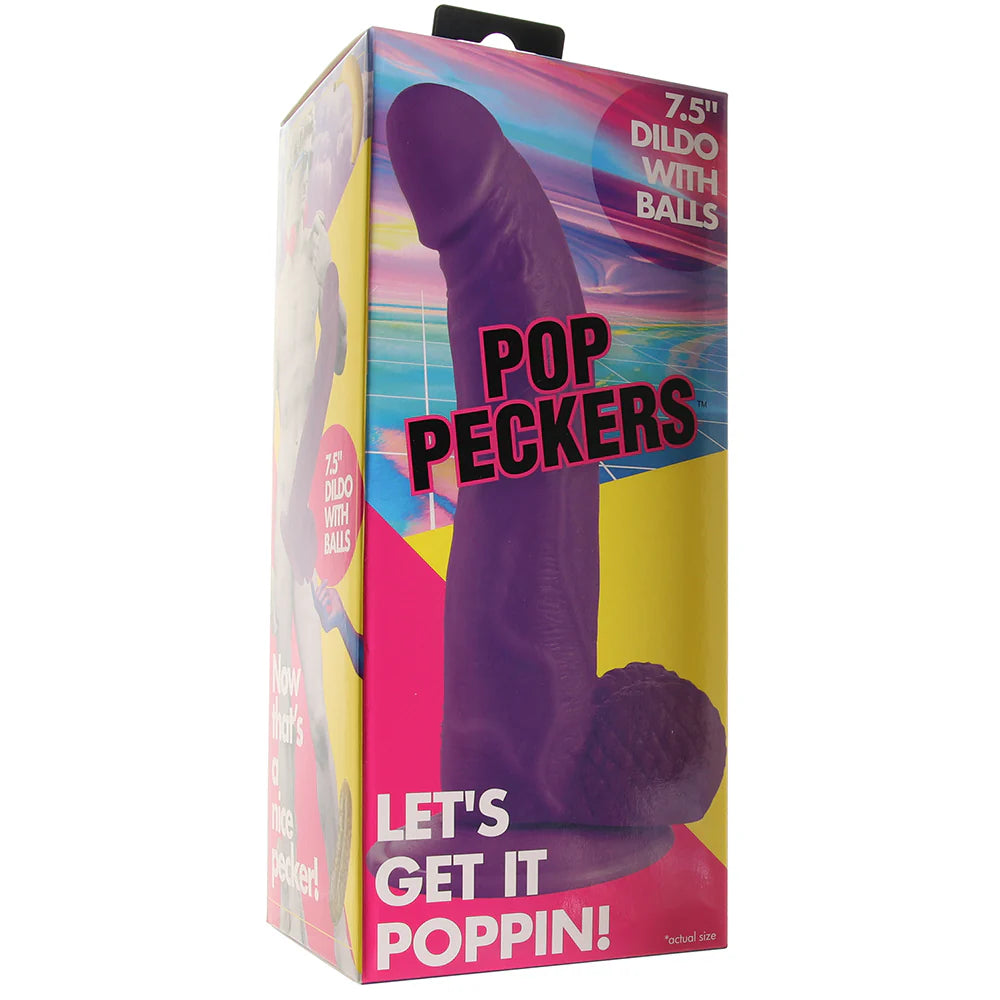 Pop Peckers 7.5 Inch Ballsy Dildo in Purple — buy in Winnipeg | Heaven Boutique