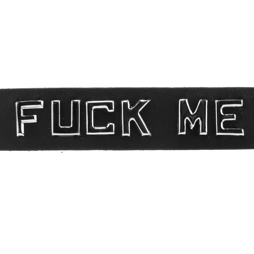 F**k Me Leather Word Band Collar Winnipeg – product detail