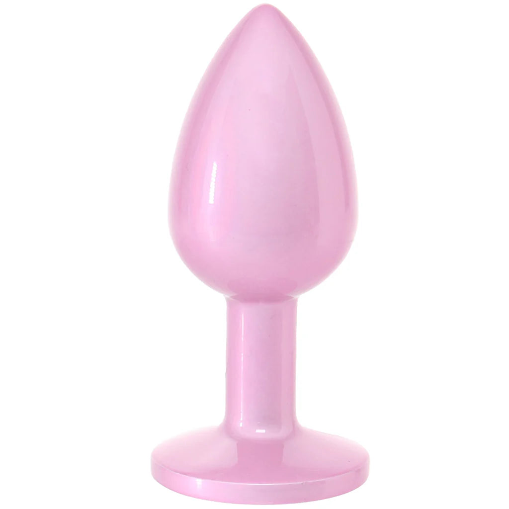 Rear Assets Pink Metal Butt Plug in Small - Small – Heaven Boutique Winnipeg – side view
