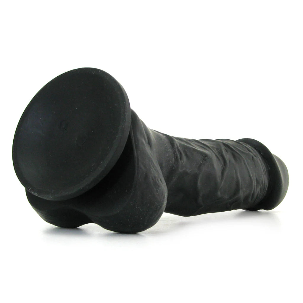 Small Silicone Colours Dildo in Black – Winnipeg adult store – close-up view
