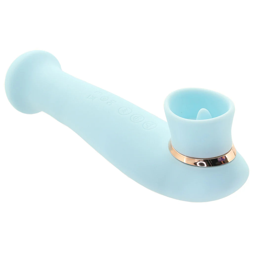 Destiny Sucking, Flickering and Vibrating Massager in Blue – Heaven Boutique Winnipeg – side view