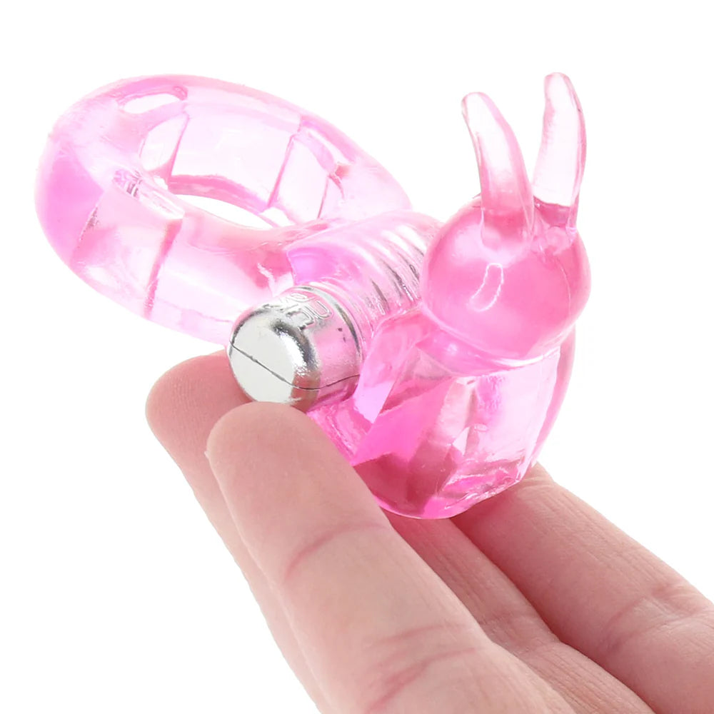 Basic Essentials Bunny Enhancer Vibrating Cock Ring – Heaven Boutique Winnipeg – side view