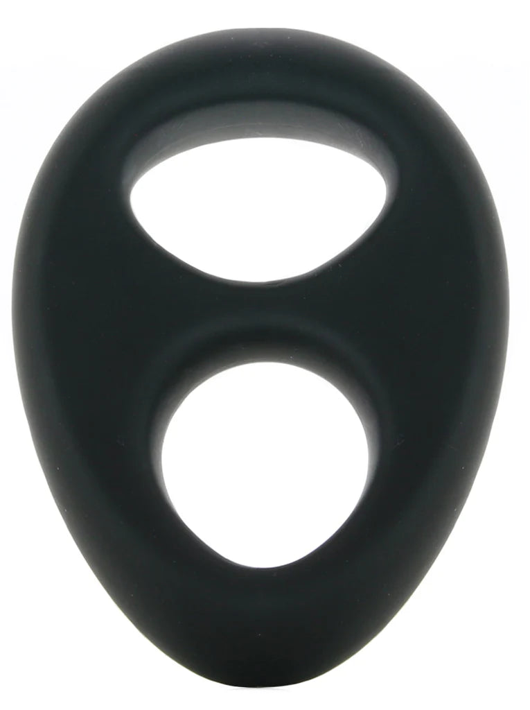 Renegade Romeo Soft Silicone Dual Ring in Black – Winnipeg adult store – close-up view