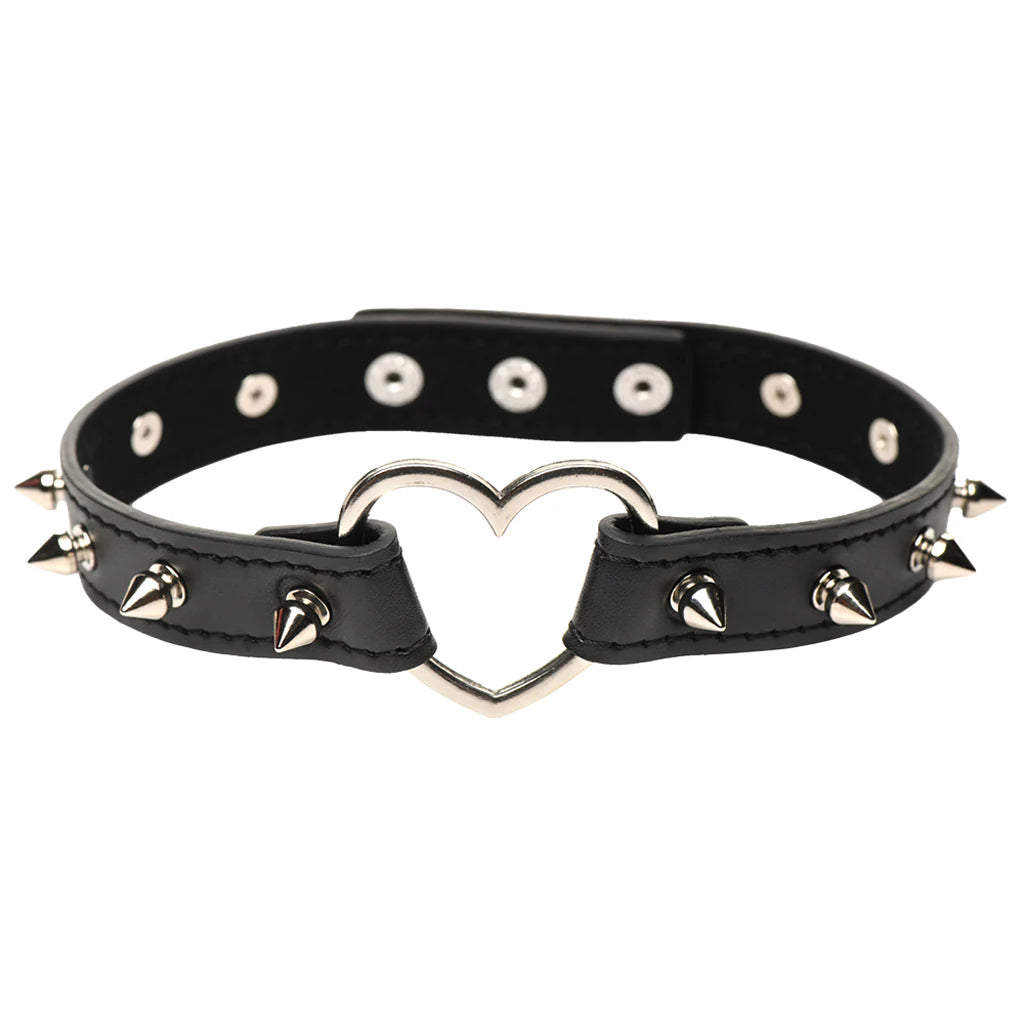 Master Series Spiked Heart Choker in Black – Winnipeg adult boutique – features