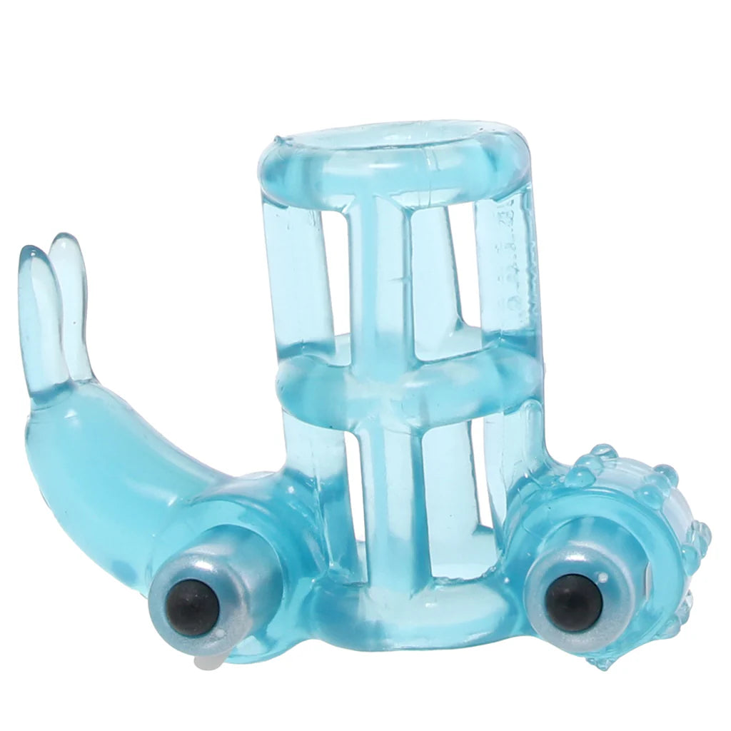 Double Trouble Vibrating Support System in Blue – Heaven Boutique Winnipeg – side view