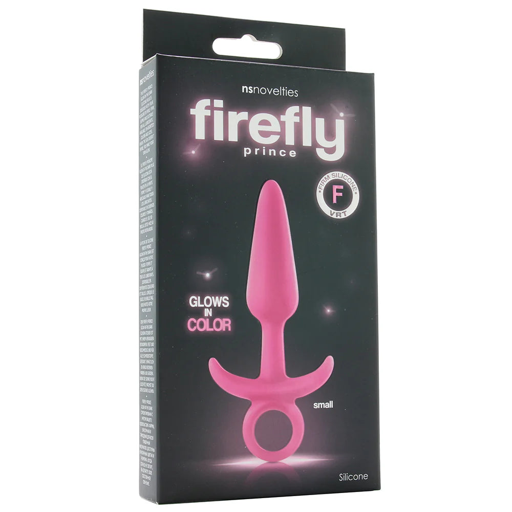 Firefly Small Prince Butt Plug in Glowing Pink – Winnipeg adult store – close-up view