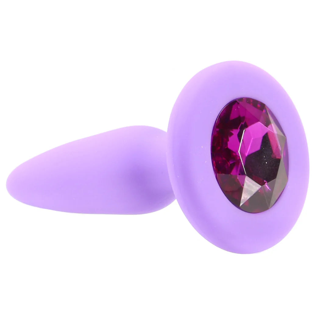 Glams Mini Purple Gem Silicone Butt Plug – Winnipeg adult store – close-up view
