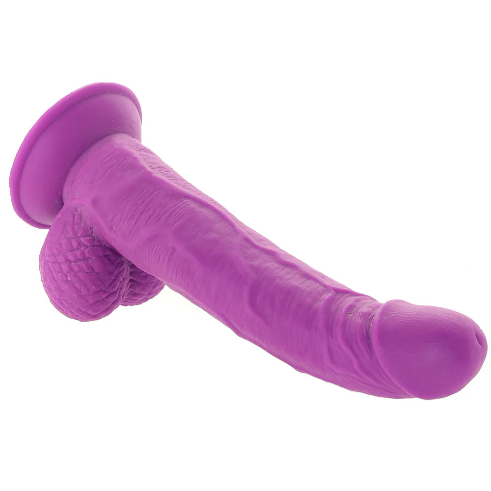 Pop Peckers 7.5 Inch Ballsy Dildo in Purple – Winnipeg adult boutique – features