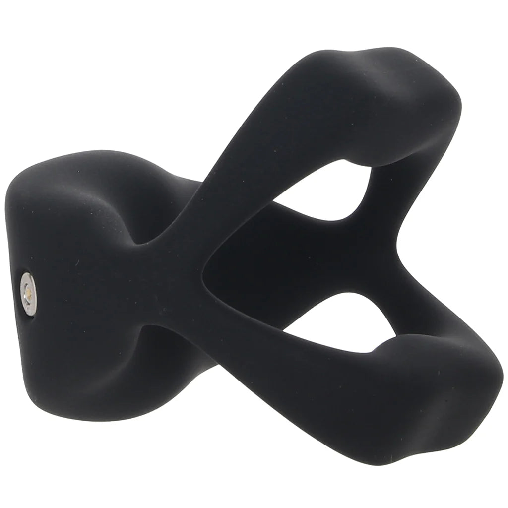 Techno Strobe Vibrating Cock Ring in Black – Heaven Boutique Winnipeg – side view