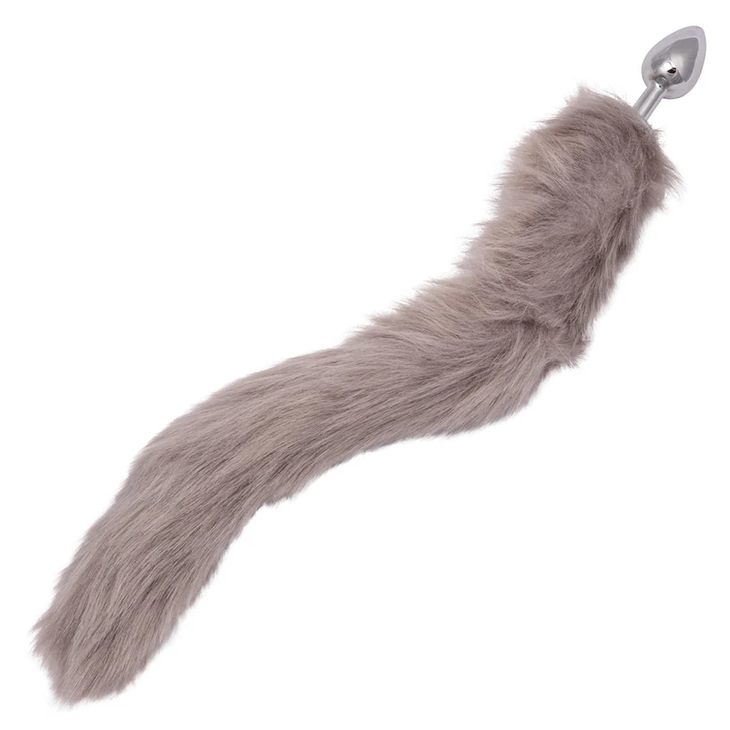 Running Wild Grey Tail Plug – Winnipeg adult store – close-up view
