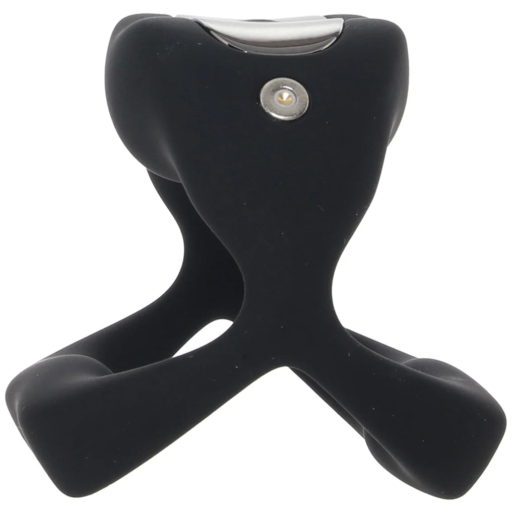 Techno Strobe Vibrating Cock Ring in Black – Winnipeg adult store – close-up view