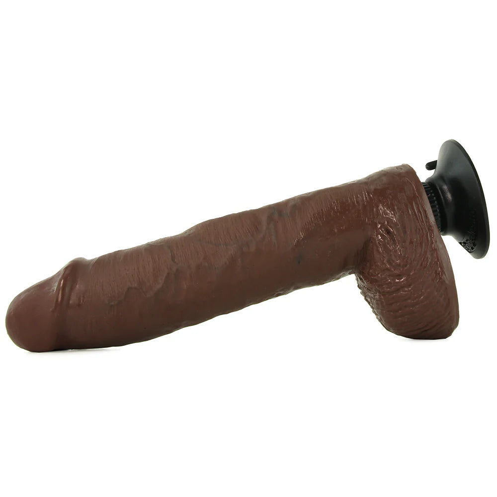 King Cock 10 Inch Vibrating Dildo with Balls in Brown – Winnipeg adult boutique – features