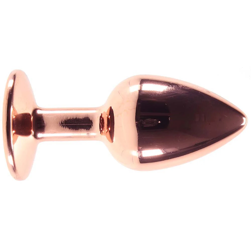 Small Aluminum Plug with Pink Gem in Rose Gold – Winnipeg adult boutique – features