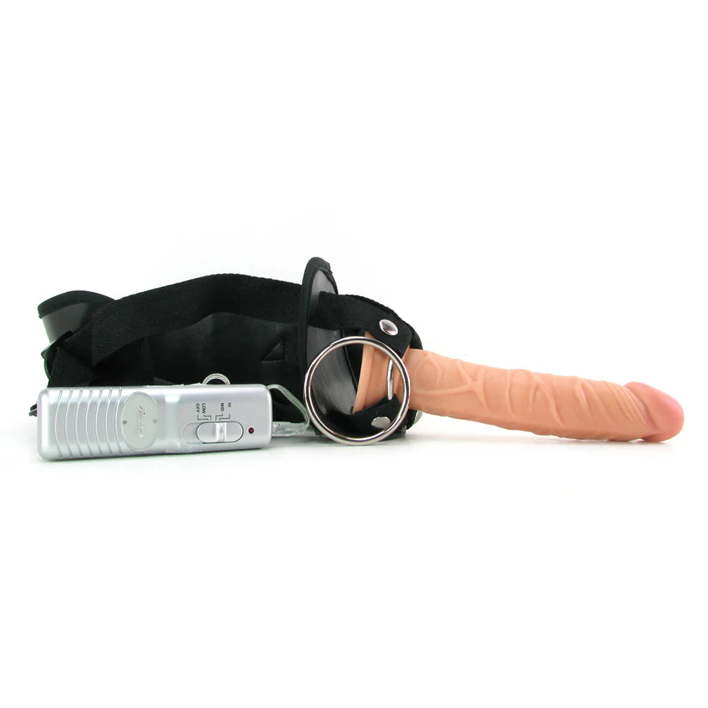 Real Skin Whoppers Vibe & Universal Harness in 7 Inches - 7 Inches – Heaven Boutique Winnipeg – side view