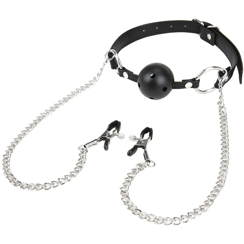 Breathable Ball Gag with Nipple Clamps — Heaven Boutique Winnipeg 6
