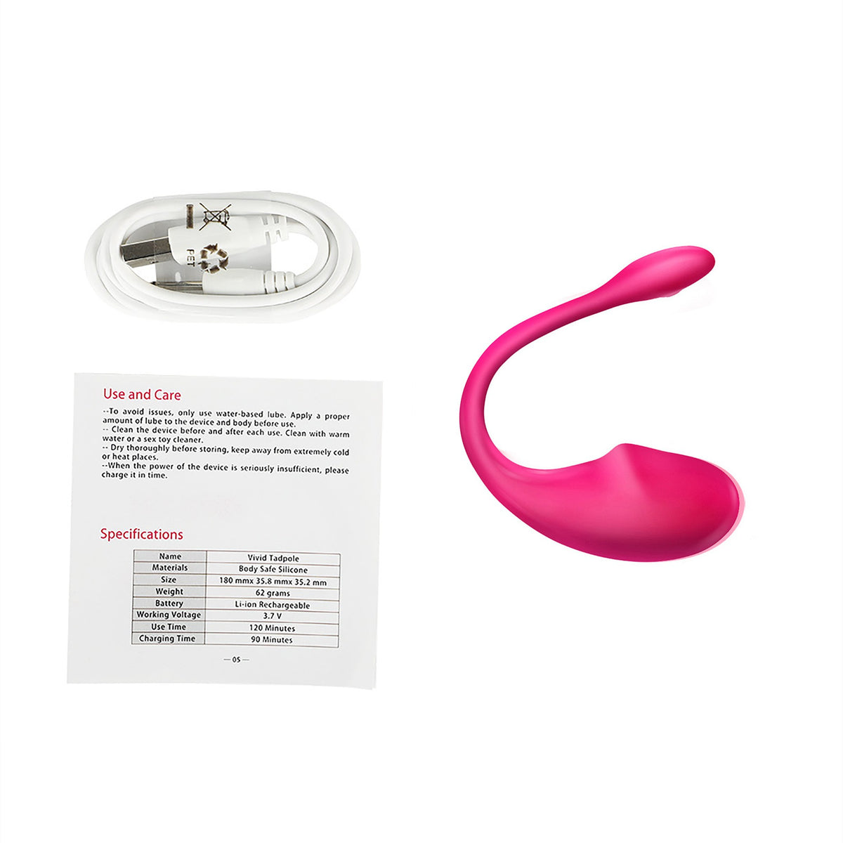 Vivid Tadpole app-controlled wearable egg vibrator in rose red